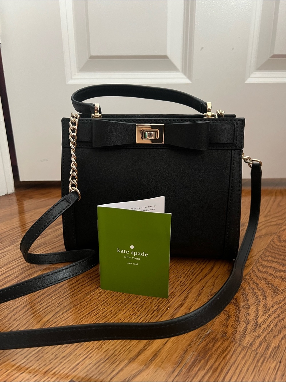 kate spade Black Bow Top-Handle Satchel with Gold Hardware
